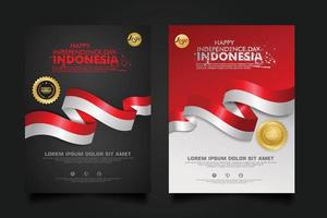 set Indonesia happy Independence Day background template. vector