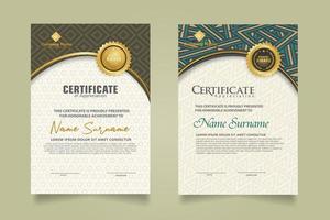 Set modern certificate template with dynamic and futuristic texture on curve ornament and modern pattern background vector