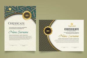 Set modern certificate template with dynamic and futuristic texture on curve ornament and modern pattern background vector