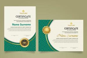 set vertical and horizontal certificate template with maze texture on curve ornament and modern pattern background. vector