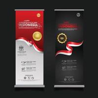 Indonesia Independence Day Celebration, roll up banner set design Vector Template Illustration