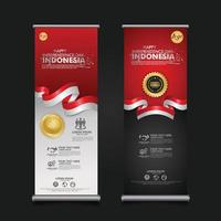 Indonesia Independence Day Celebration, roll up banner set design Vector Template Illustration