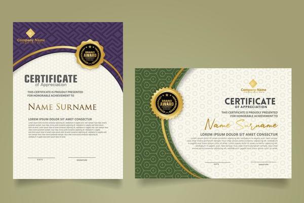 Set modern certificate template.