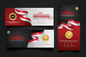 Indonesia Independence Day Celebration, banner set Design Vector Template Illustration