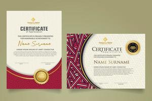 Set modern certificate template with dynamic and futuristic texture on curve ornament and modern pattern background vector