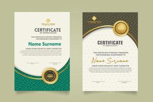 Set modern certificate template with dynamic and futuristic texture on curve ornament and modern pattern background vector