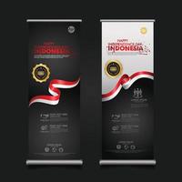 celebración del día de la independencia de indonesia, ilustración de plantilla de vector de diseño de conjunto de banner enrollable