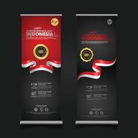 Indonesia Independence Day Celebration, roll up banner set design Vector Template Illustration