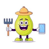 Cute farmer pear cartoon vector illustration design