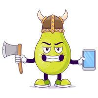 Cute pear viking cartoon vector illustration design