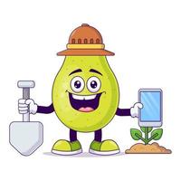 Cute gardener pear cartoon vector illustration design