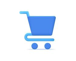 3d shopping cart realistic icon vector concept