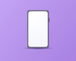 3D cartoon smartphone isolated on purple background vector