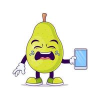 Cute pear cartoon showing crying expression