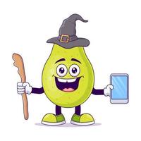 Cute pear wizard cartoon vector illustration design