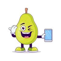 Cute pear cartoon showing salute expression vector