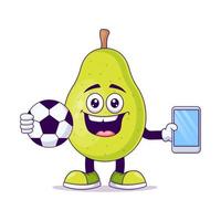 Cute pear playing soccer cartoon vector design