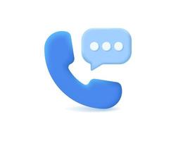 Realistic phone call with bubble chat vector isolated