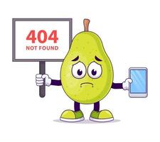 Holding signboard 404 not found cute pear cartoon vector