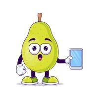 Cute pear cartoon showing surprised expression vector