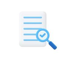 3d search list realistic icon vector concept