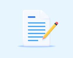 3d contract realistic icon vector concept