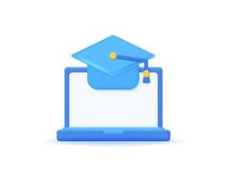 3d online learning realistic icon vector illustration