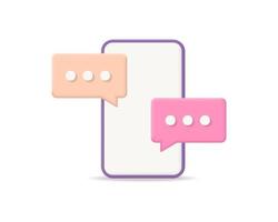 3d realistic smartphone with chat bubble icon vector