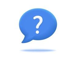 3d speech bubble with question mark realistic icon vector