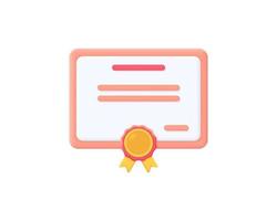 3d certificate realistic icon vector illustration