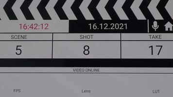 Movie clapper board interface. Digital number running and counting before shooting video