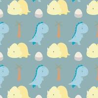 Pattern with Cute Dinosaurs. Illustration in vector. For greeting card, posters, banners, the card or stick, printing on the pack, printing on clothes, fabric, wallpaper. vector