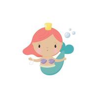 Cute Mermaid. Cartoon style. Vector illustration. For card, posters, banners, children books, printing on the pack, printing on clothes, fabric, wallpaper, textile or dishes.