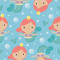 Seamless Pattern with Mermaid. Vector illustration. For greeting card, posters, banners, the card, printing on the pack, printing on clothes, fabric, wallpaper.