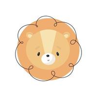 león lindo estilo de dibujos animados ilustración vectorial para cosas de niños, tarjetas, carteles, pancartas, libros para niños, impresión en el paquete, impresión en ropa, tela, papel pintado, textil o platos. vector