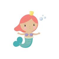 Cute Mermaid. Cartoon style. Vector illustration. For card, posters, banners, children books, printing on the pack, printing on clothes, fabric, wallpaper, textile or dishes.