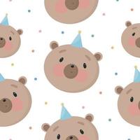 Seamless Pattern with Cute Bear. Vector illustration. For greeting card, posters, banners, the card, printing on the pack, printing on clothes, fabric, wallpaper.