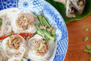 Kanom Jeen Nam Ya , Noodles with Fish Curry Sauce photo