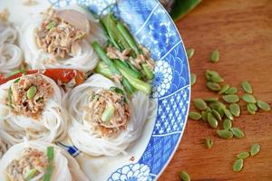 Kanom Jeen Nam Ya , Noodles with Fish Curry Sauce photo