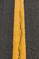 Asphalt broken yellow line photo