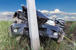 Car hit a power pole photo