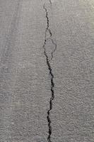 Backlit asphalt cracks photo