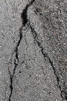 Deep cracks in asphalt photo