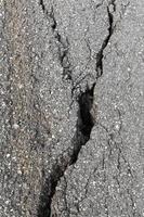 Deep cracks in asphalt photo