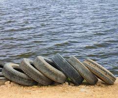 Tires with water waves photo