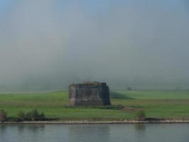 the Rhine river near Wesel in the morning photo