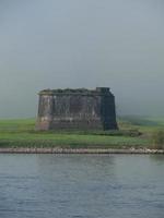 the Rhine river near Wesel in the morning photo