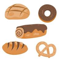 Fresh bread flat icons vector