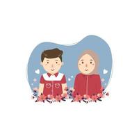 Cute Beautiful Cartoon Couple Avatar vector