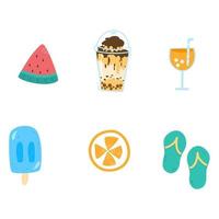 Kawaii summer sticker collection vector